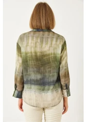 Bianco Lucci قميص نسائي من قماش الشيفون ذو اللون المتغير، قميص منسوج بقصة عادية 60394 60271046