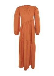  Modest Cinnamon Gather Detailed Cotton Wide Fit Woven Dress TCTSS21EL3470