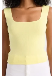 İLKCET MODA Square Neck Sleeveless Crop Women's Knitwear