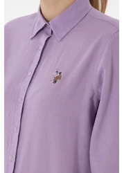 U.S. Polo Assn. Women's Lilac Linen Blended Long Sleeve Basic Shirt 50298098 -Vr034