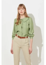  Collection Baby Collar Mint Lace Detailed Shirt - Regular Fit, Woven, TWOSS21GO0035