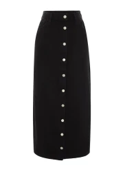  Collection Black Button Closure Denim Jeans Skirt TCTSS23EE00024