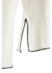  Collection Ecru Crochet Embroidery Detailed Corded Shirt Collar Regular Fit Knitted Blouse TWOAW24BZ00398