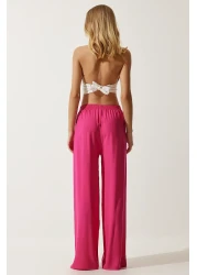 Happiness İstanbul بنطلون فوشيا صيفي فيسكوز بالازو للسيدات EN00610