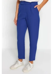  Modest Blue Lacing Detailed Lined Crepe Jacket-Pants Woven Bottom-Top Suit TCTSS23US00044