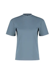  Collection Dark Gray 100% Cotton Basic Regular/Normal Fit Stand Collar Knitted T-Shirt Twoaw20Ts0096