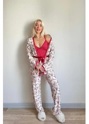 Pijamaevi طقم بيجامة نسائية محبوكة حصريًا من Red Flore