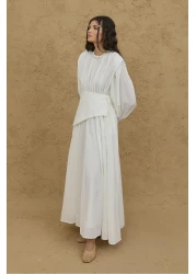 Fahhar Mobile Piece Voile Dress Ecru