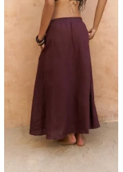 BOHEMAİ Fiametta Shabby Burgundy Linen Vest Skirt Suit