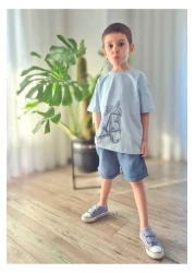 BALKABAĞI At Indigo Muslin Cotton Summer Kids Set