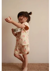 Oh La La Koala For Little Ones Peach Print Camisole Bottom Top Set