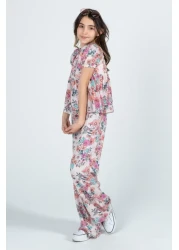 Kyron Girl's 100% Woven Viscose Floral Patterned Bottom and Top Set