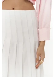 BOHEMAİ تنورة طويلة بيضاء بتفاصيل طيات الدفيئة