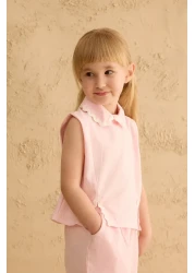 Fahhar Kids بدلة بنطلون بتفاصيل شق وردي