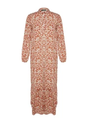  Modest Cıvaci Half Placket Impact Tip Frilly Lined Tile Dress Tctss21El3353