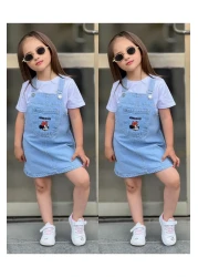 yns coolstar minnie embroidery Jeans Adjustable Strap Gilet / Denim Dress