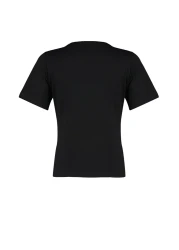  Collection بلوزة محبوكة ذات ثنيات أمامية سوداء بقصة عادية/عادية ورقبة دائرية TWOSS24BZ00302