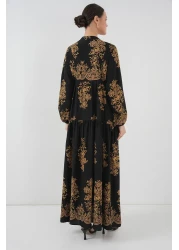 Bigdart 2423 Model Authentic Patterned Black Dress