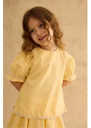 Fahhar Kids Water Stone Detailed Skirt Suit Yellow