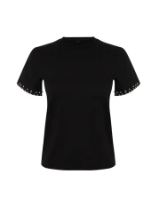  Collection Black Stone Accessory Detailed Regular Pattern Knitted T-Shirt TWOSS24TS00070