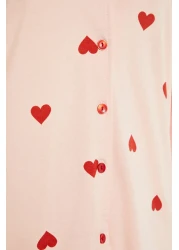  Collection طقم بيجامة محبوكة على شكل قلب من القطن بنسبة 100% باللون الوردي THMAW21PT0548