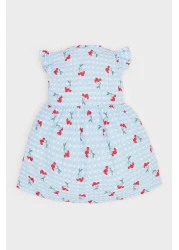 Defacto Baby Girl Patterned Short Sleeve Flared Poplin Summer Dress E0645A525Sm