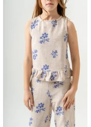 HARİKA KİDS بدلة بناتي كتان بدون أكمام من 2 إلى 9 سنوات