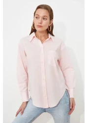  Collection Pink Single Pocket Boyfriend/Wide Fit Cotton Woven Shirt TWOAW20GO0115
