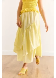 Olalook تنورة نسائية صفراء بخصر مطاطي ETK-19000331