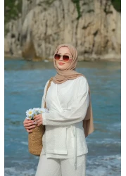 LOCCO بدلة غوفري نسائية باللون الأبيض