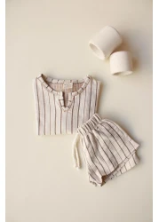 OhlalaKoala Brown Striped Shorts Set