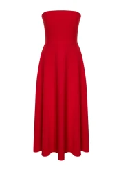 Collection Red A-Line Strapless Woven Stylish Evening Dress Tprss24El00139