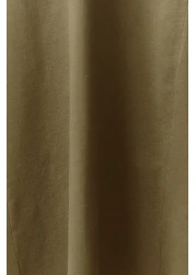  Collection Khaki Pocketed Premium Crew Neck A-Line Knitted Midi Dress TWOSS24EL00169