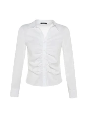  Collection Ecru Gathered Fitted/Slim Fit Woven Shirt TWOSS23GO00177