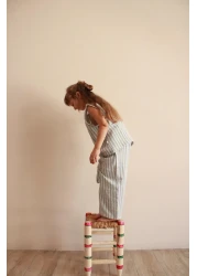 Oh La La Koala For Little Ones طقم موسلين بجيوب غير متماثلة مخططة باللون الأزرق