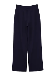  Collection High Waist Wide Leg Dark Navy Pleated Trousers - Twoaw21Pl0076