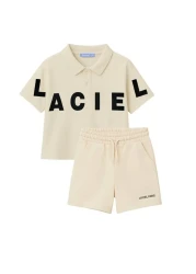 MİNİKO KİDS بدلة قطنية مطبوعة من LACIEL PARIS مع شورت بياقة