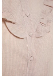  Collection قميص منسوج من القطن باللون البيج TWOSS20GO0357