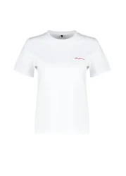  Collection White 100% Cotton Slogan Embroidered Regular Fit Knitted T-Shirt TWOSS24TS00097