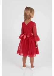 AHENGİM Girl's Trendy Evening Dress - BucKle and Tulle Lace, Ak2209