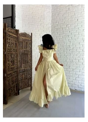 moneta boutique Women's Ruffled Sleeves Long Designer Shirt Dress