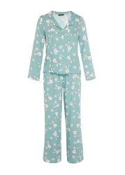  Collection Multicolor Rabbit Print Viscose Woven Pajamas Set Thmaw21Pt0048