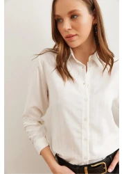 Olalook قميص نسائي أبيض لامع منسوج GML-19001152