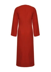  Collection فستان شاطئ ماكسي منسوج باللون الأحمر مصنوع من القطن بنسبة 100% TBESS25EL00015