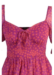  Collection Colorful Floral Patterned Flounce Chiffon Mini Dress - TWOSS22EL2772