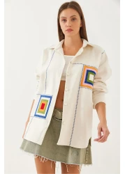 Bianco Lucci قميص نسائي بتطريز مفصل 60351009