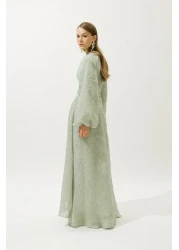 Manuka فستان سهرة من قماش الجاكار الأورجانزا بالنعناع