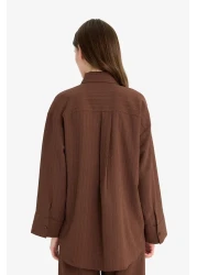 Defacto Relax Fit 2'Li Set Seersucker Textured Long Sleeve Shirt Pants F4094Ax25Sm