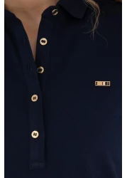 U.S. Polo Assn. Women's Navy Blue Polo Neck Mini Length Knitted Dress 50305853-Vr033