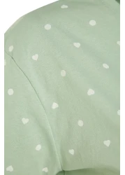  Collection Mint 100% Cotton Polka Dot and Heart Shorts Knitted Pajamas Set Thmss21Pt1485